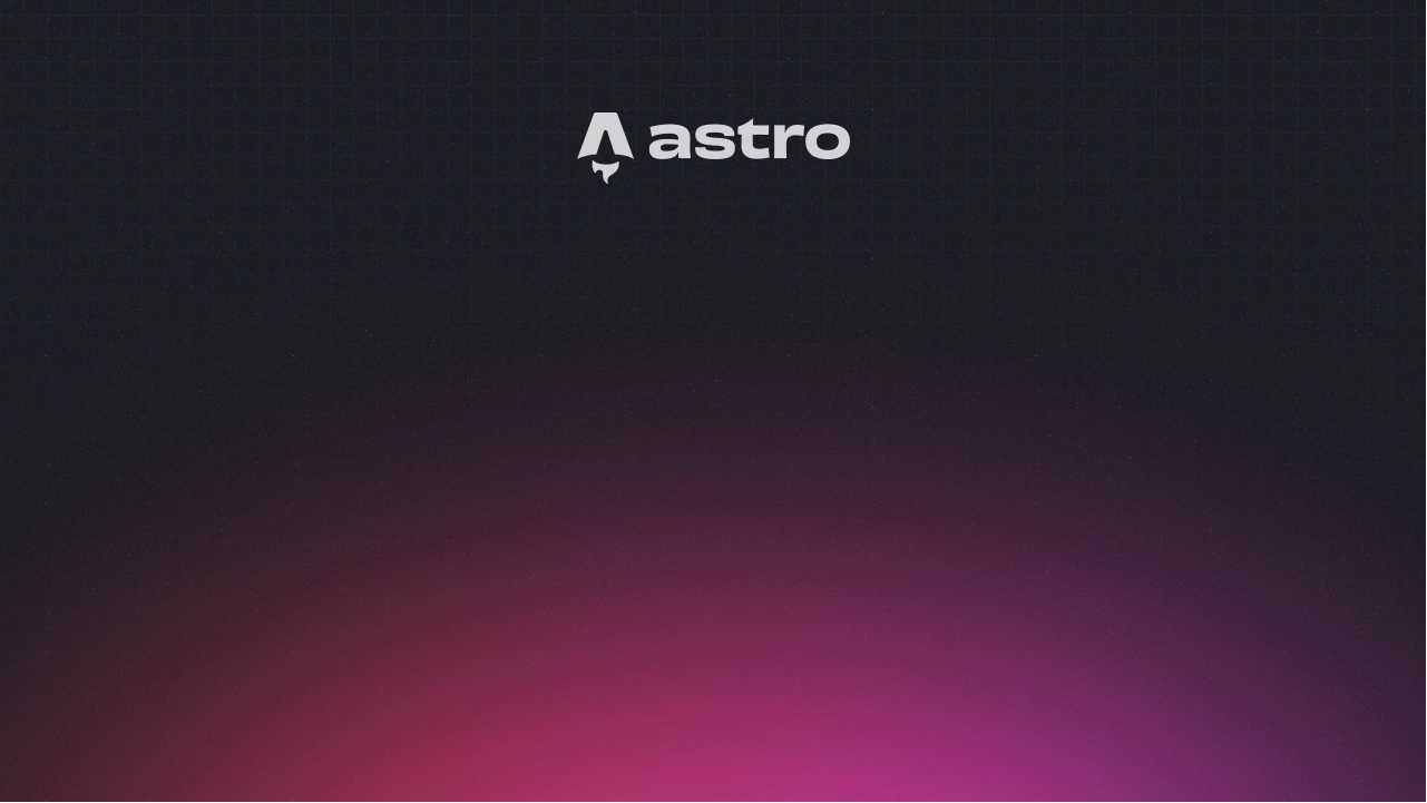 The Astro logo on a dark background with a pink glow.
