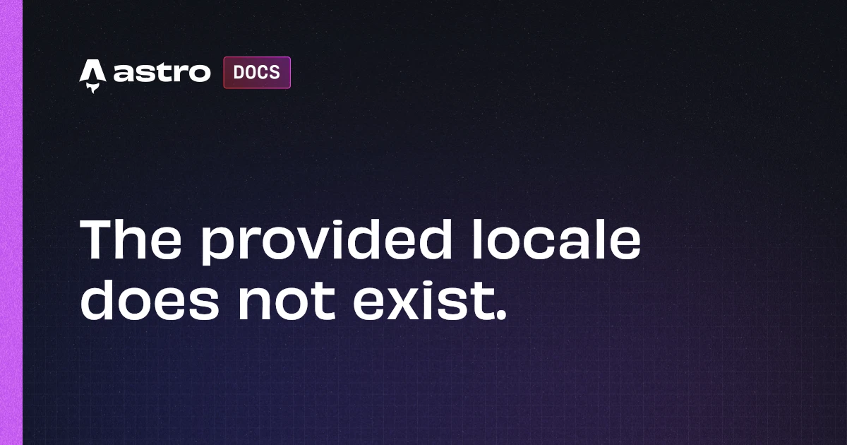 The provided locale does not exist. | Docs