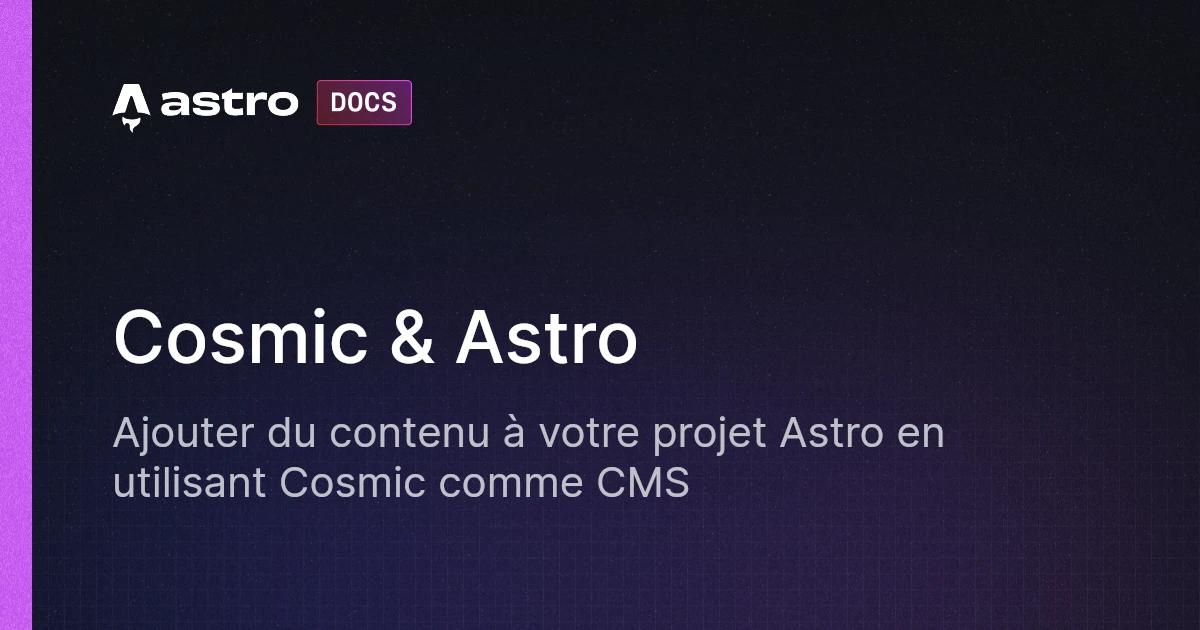 Cosmic & Astro | Docs
